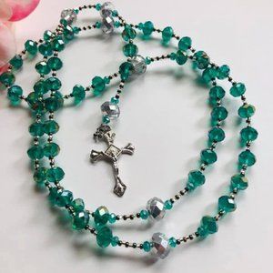 Catholic Rosary Prayer Necklace. Handmade